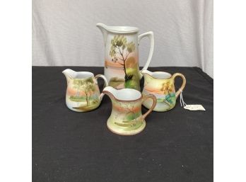 TT Takito Pitcher With Two Nippon Creamers And One Noritake Creamer
