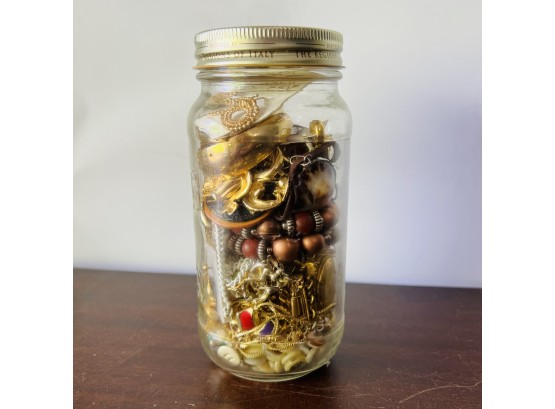Browns And Golds Costume Jewelry Jar