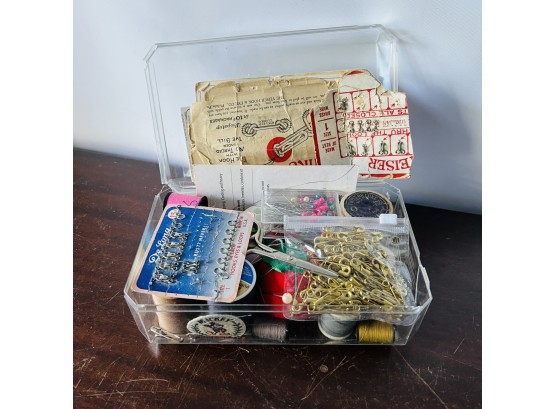 Box With Vintage Sewing Notions