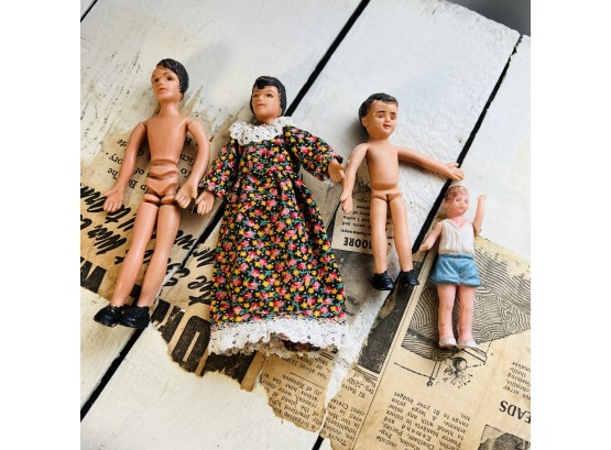 Vintage Rubber Pose-able Doll Family - Made In Hong Kong