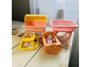 Vintage Plastic Doll Toys: Stroller, Crib, Etc. - Playskool And Others