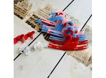 Plastic Swan Doll Clothes Hangers And Three Pairs Of Plastic Doll Shoes