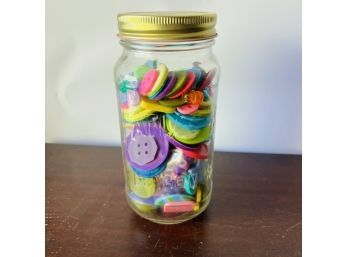 Colorful Buttons In Jar