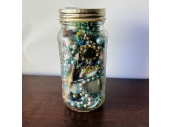 Aquamarine Costume Jewelry Jar