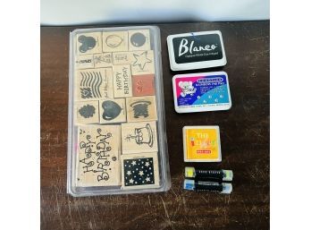 Assorted Rubber Stamps With Stamp Pads, Daubers, Etc.