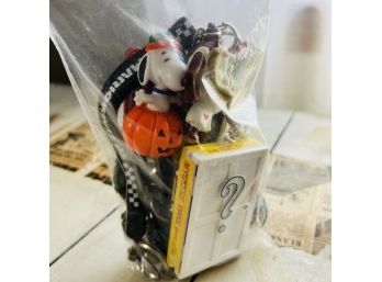 Toy Bag Lot: Mystery Date Door, Snoopy, Key Chains, Etc.