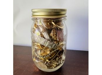 Gold Tone Costume Jewelry Jar