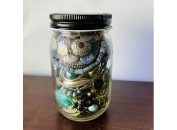 Costume Jewelry And Buttons Jar