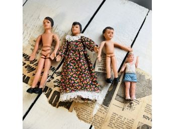 Vintage Rubber Pose-able Doll Family - Made In Hong Kong