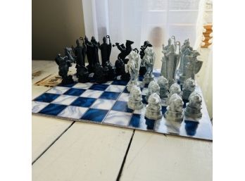 Chess Set With Folding Board And Detailed Plastic Pieces
