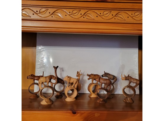 Set Of Hand Carved Animal Napkin Rings