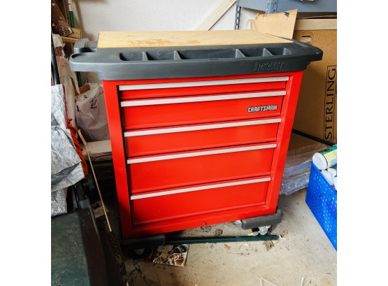 Craftsman 5-drawer Steel Tool Chest On Caster Wheels In Red