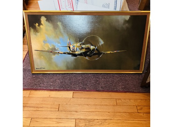 Barrie A.F. Clark 'Spitfire' Airplane Framed Art 22'x42'