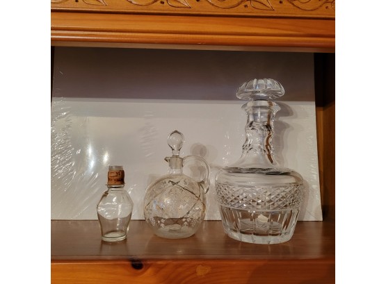 Vintage Glass Decanters And Small Bottle