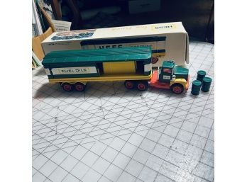 Vintage Hess Truck With Barrel Accessory