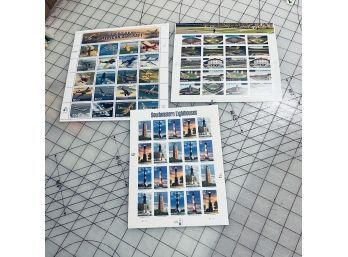 Lighthouse, Airplane And Baseballs Stamps - 1996, 2000 And 2002 Issue Dates