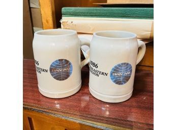 Set Of Two 1986 Vintage Pan Am Mugs For The Northeast Region