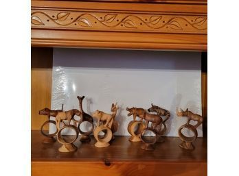 Set Of Hand Carved Animal Napkin Rings
