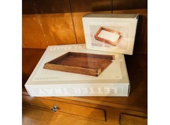 Wooden Letter Tray And Memo Holder