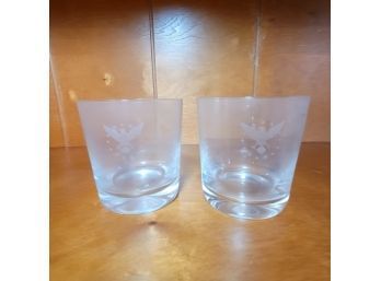 Set Of 2 Old Fashion Glasses With Eagle