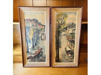 Pair Of Vintage Prints - Canal Scenes
