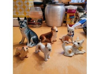 Set Of Small Ceramic Dogs Marked Japan