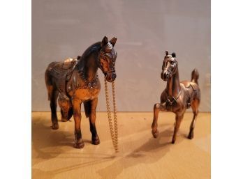 Vintage Bronze Color Horses With Bronze Colored Saddle