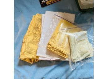 Vintage Linens Lot With Embroidered Tablecloth, Napkins, Etc.