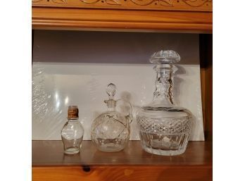 Vintage Glass Decanters And Small Bottle