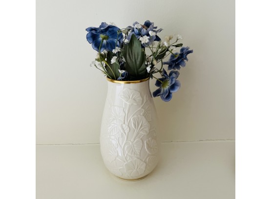 Lenox Morning Glory Vase With Faux Flowers (Basement)