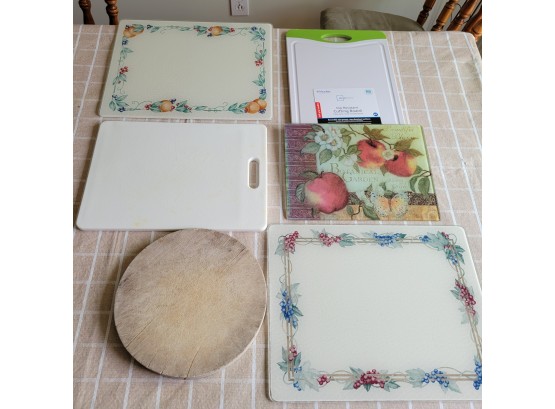 Cutting Board Lot  Of Glass, Plastic And Wood