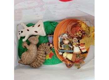 Large Bag Full Of Thanksgiving And Fall Themed Decorations