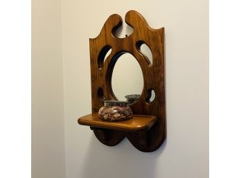 Vintage Wooden Mirror With Shelf (Upstairs)