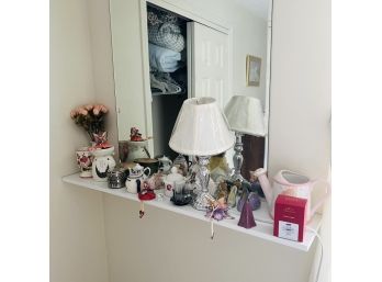 Assortment Of Decorative Items: Shelf Sitter Angels, Ceramics, Vases, Etc. (Bedroom 1)