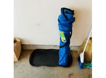 Folding Chair And Plastic Boot Tray (garage)