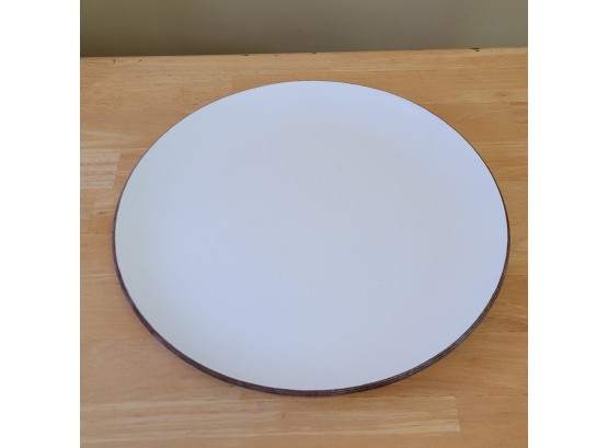 Large White Round Wooden Tray