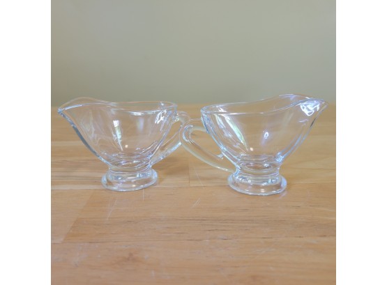 Set Of 2 Vintage Pasabahce Glass Individual Syrup Pitchers