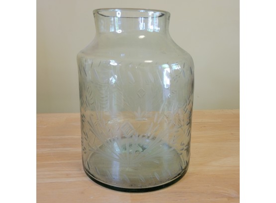 Hand Blown & Etched Branch Vase By Simon Pearce 11'