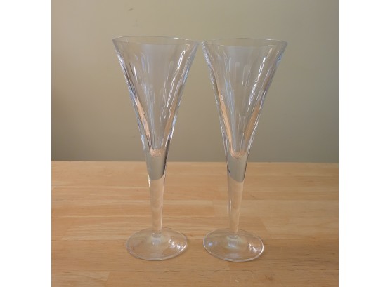 John Rocha For Waterford Champagne Flutes. Set Of 2.