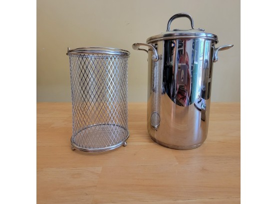Crate & Barrel Steamer Pot With Basket Insert