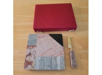 Solid Marble Cutting Board With Knife