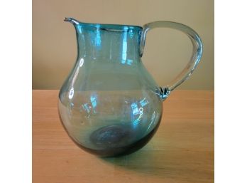 Beautiful Blue Hand Blown Glass Pitcher By Rosanna. Made From Recycled Glass.
