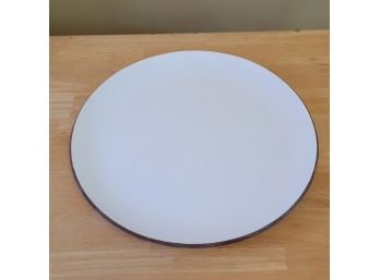 Large White Round Wooden Tray