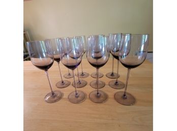 Set Of 12 Purple Brandy Or Wine Glasses