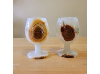 Set Of 2 Onyx Marble White Wine Glasses - Wine Tester Glasses