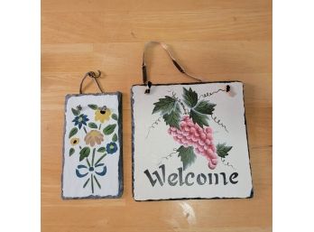 Slate Flower Decor And Welcome Sign