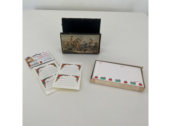 Vintage Recipe Card Holder, Recipe Cards, And Canning Jar Labels