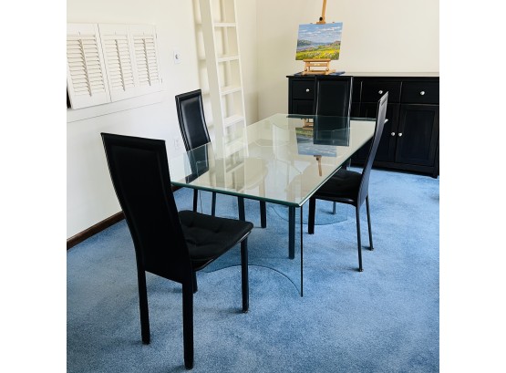 Modern Glass Dining Table With Four Chairs (Dining Room)