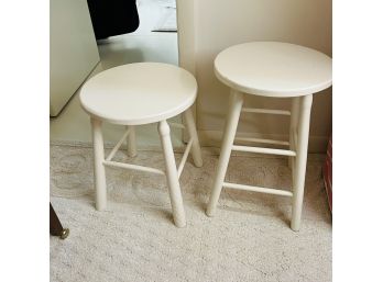 Pair Of White Wooden Stools (Upstairs)