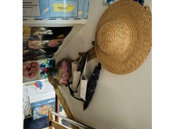 Women's Straw Hats, Tote Bag And Umbrella (Basement)